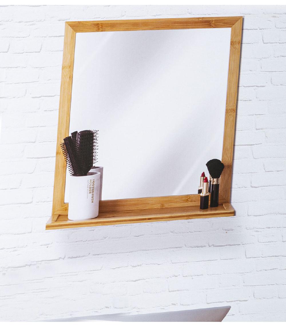 Wadiga Miroir Salle De Bain Bambou Avec Tablette - 47.5x13.5x51.3cm