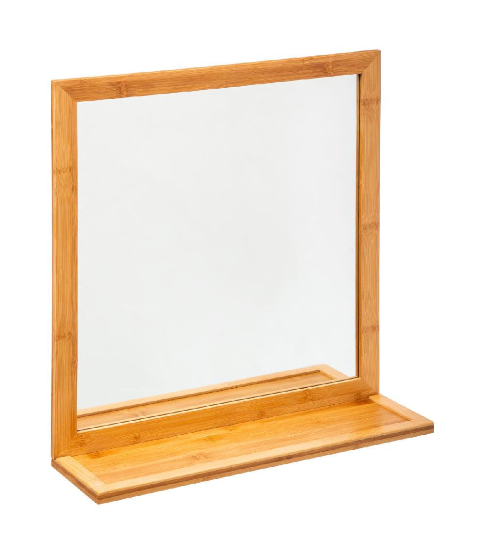 wadiga Miroir salle de bain bambou avec tablette - 47.5x13.5x51.3cm
