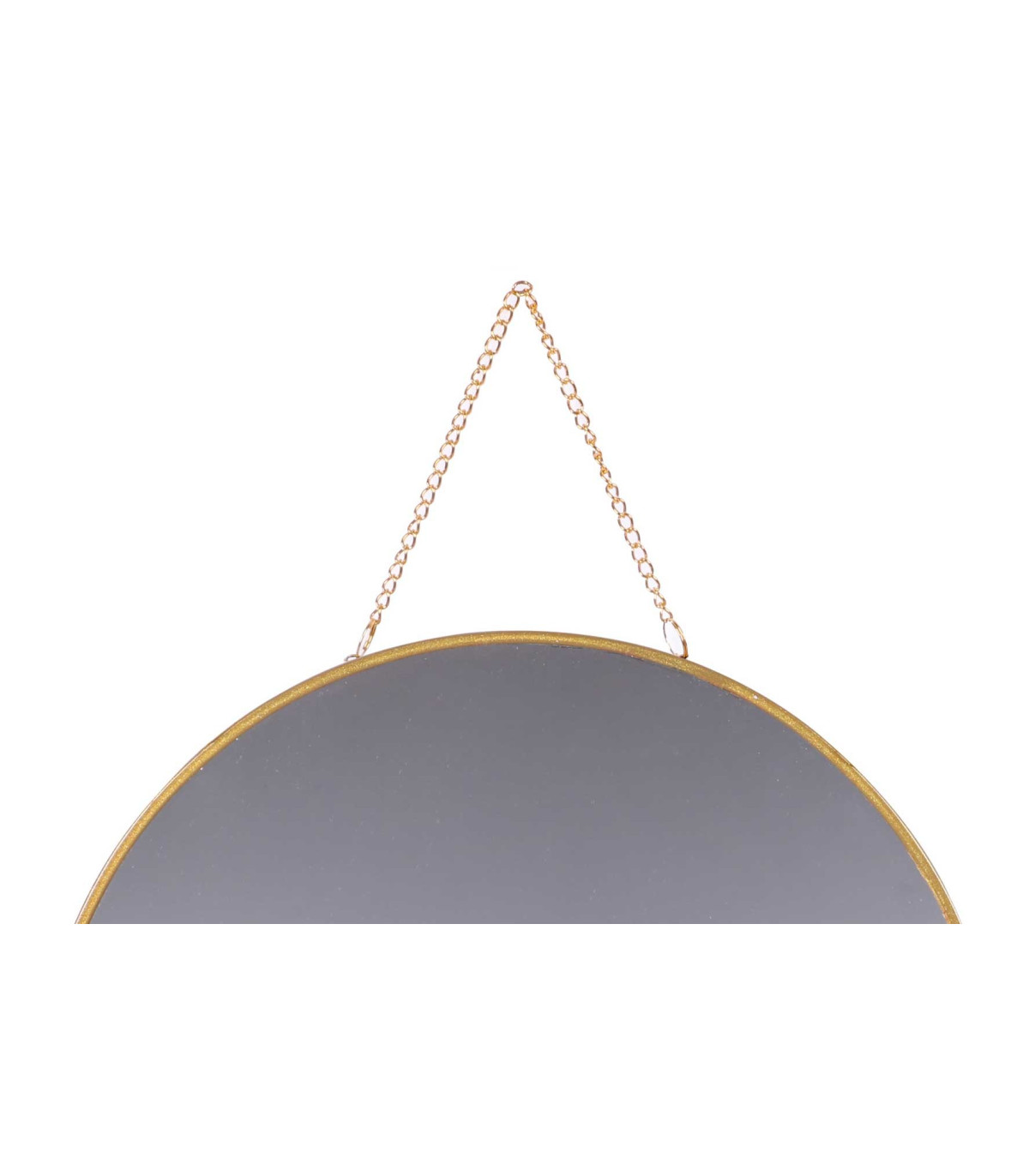 Wadiga Miroir Suspendu Avec Chaînette Rond En Métal Doré - Diamètre 30cm