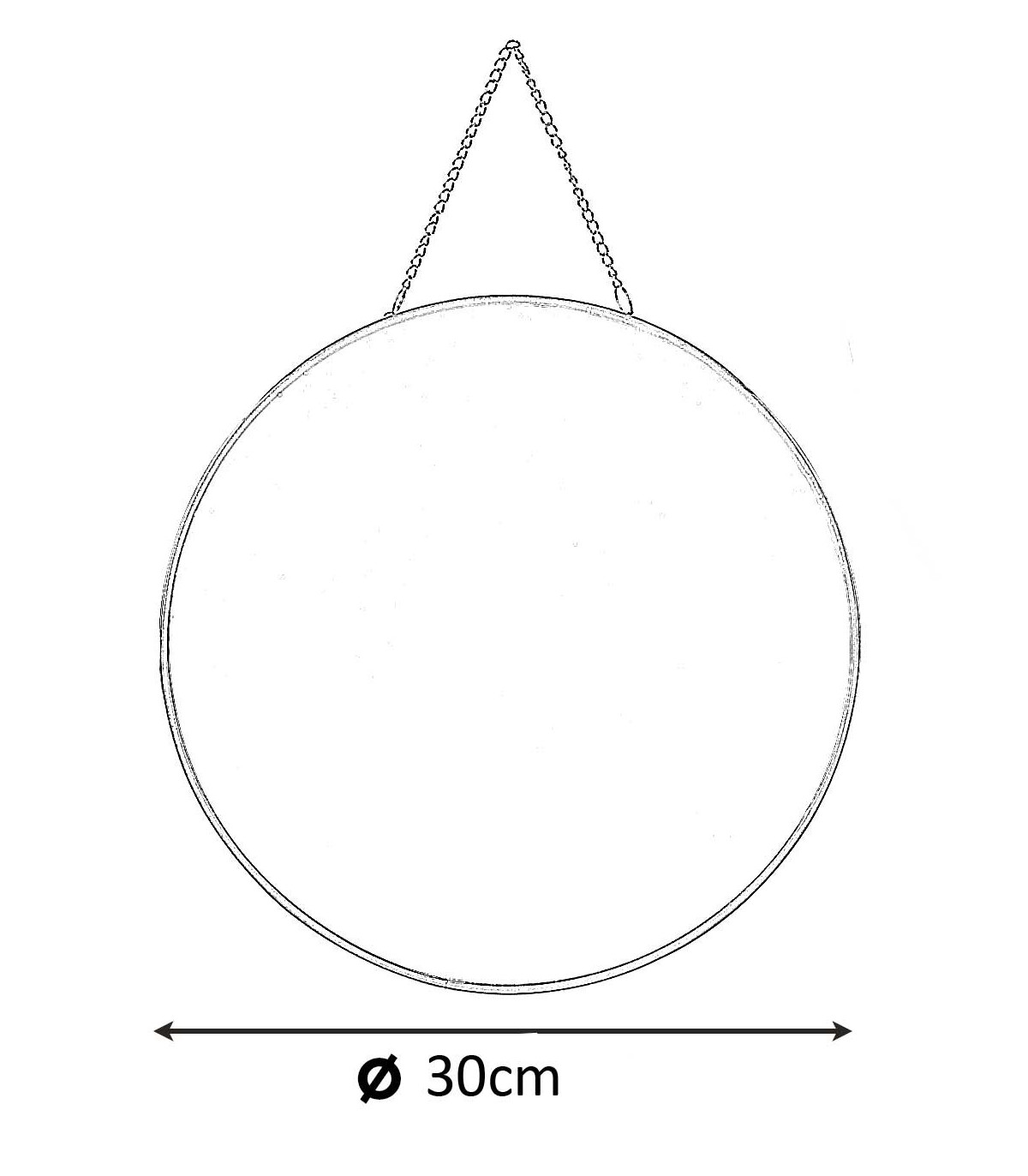 Wadiga Miroir Suspendu Avec Chaînette Rond En Métal Doré - Diamètre 30cm