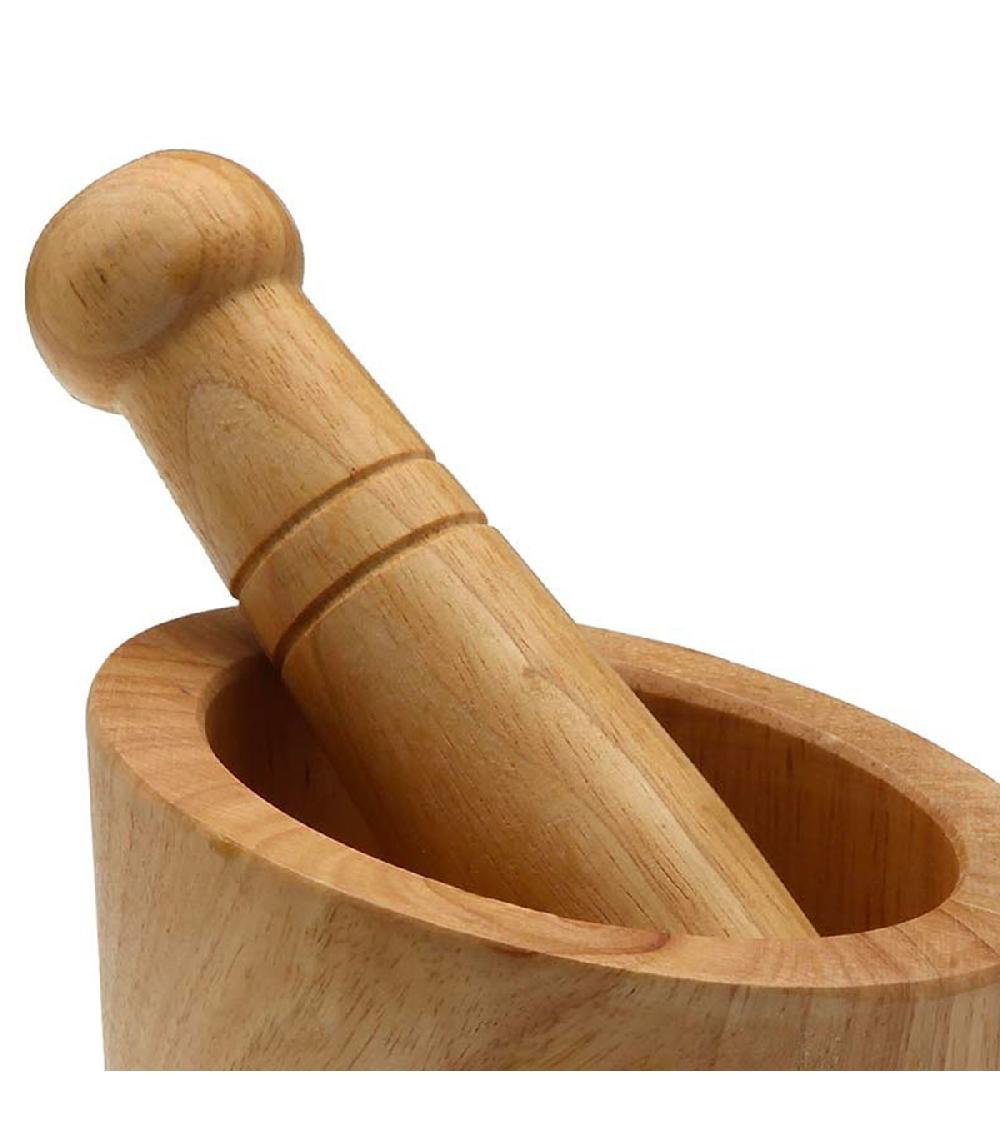 Wadiga Mortier Et Pilon En Bois D'hévéa 12x12x14.5cm