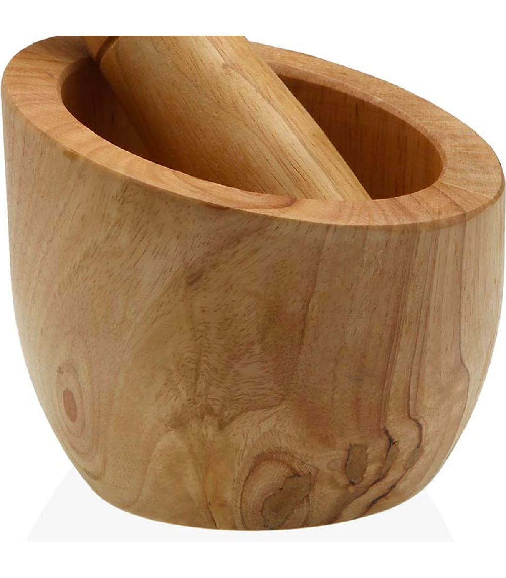 Wadiga Mortier Et Pilon En Bois D'hévéa 12x12x14.5cm