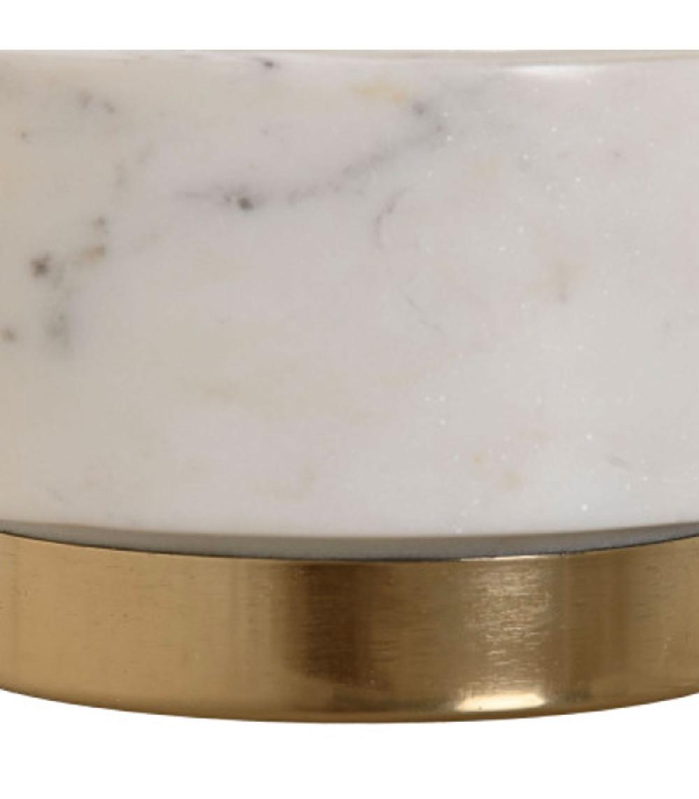 Wadiga Mortier Et Pilon En Marbre Blanc Et Laiton Doré 12.5x12.5x7.5cm