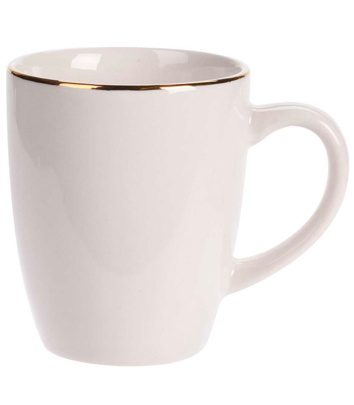 wadiga Mug en porcelaine blanche et liseré doré 34cl