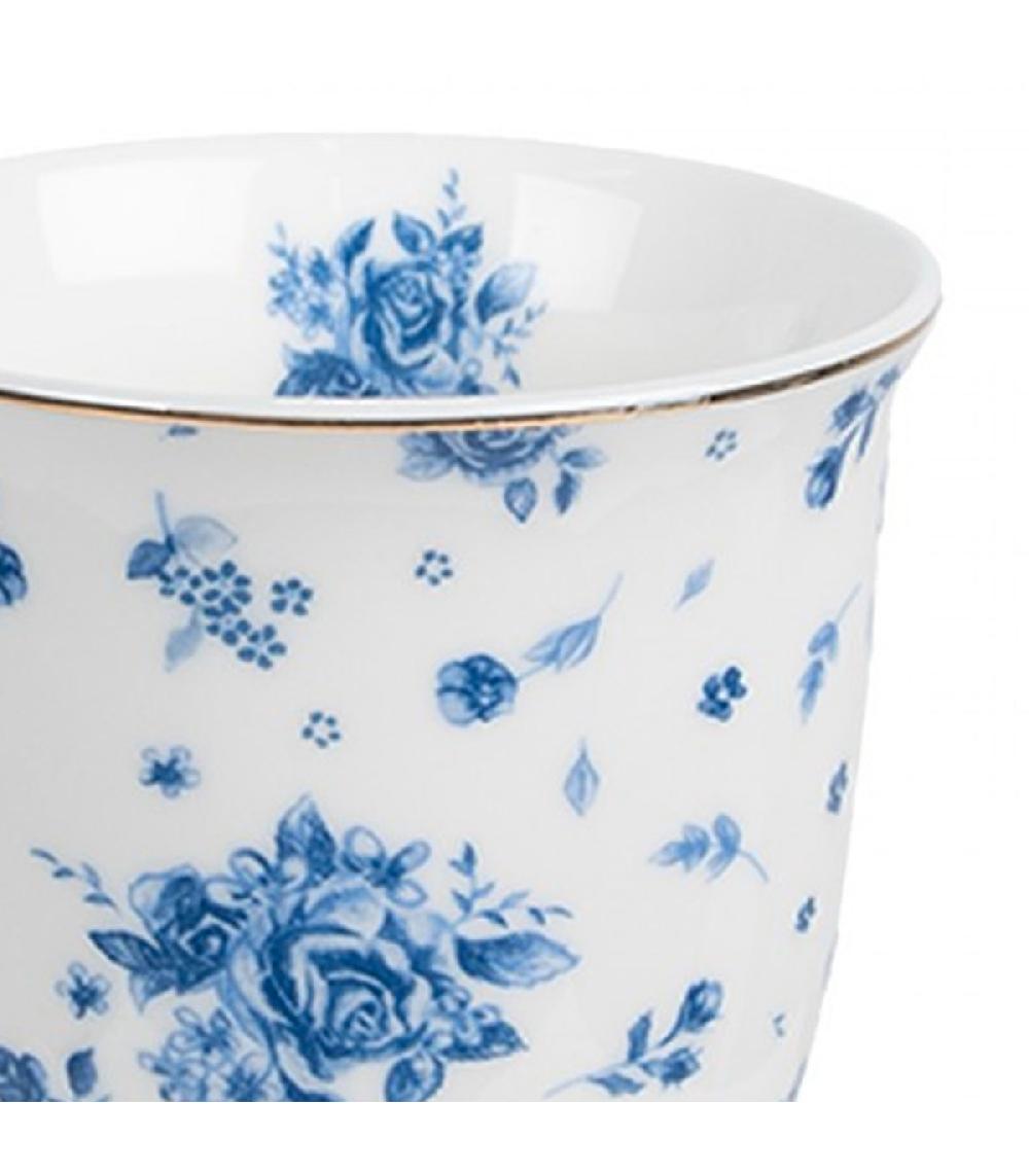 Wadiga Mug En Porcelaine Blanche Motif Fleuri Bleu 12x8x10cm