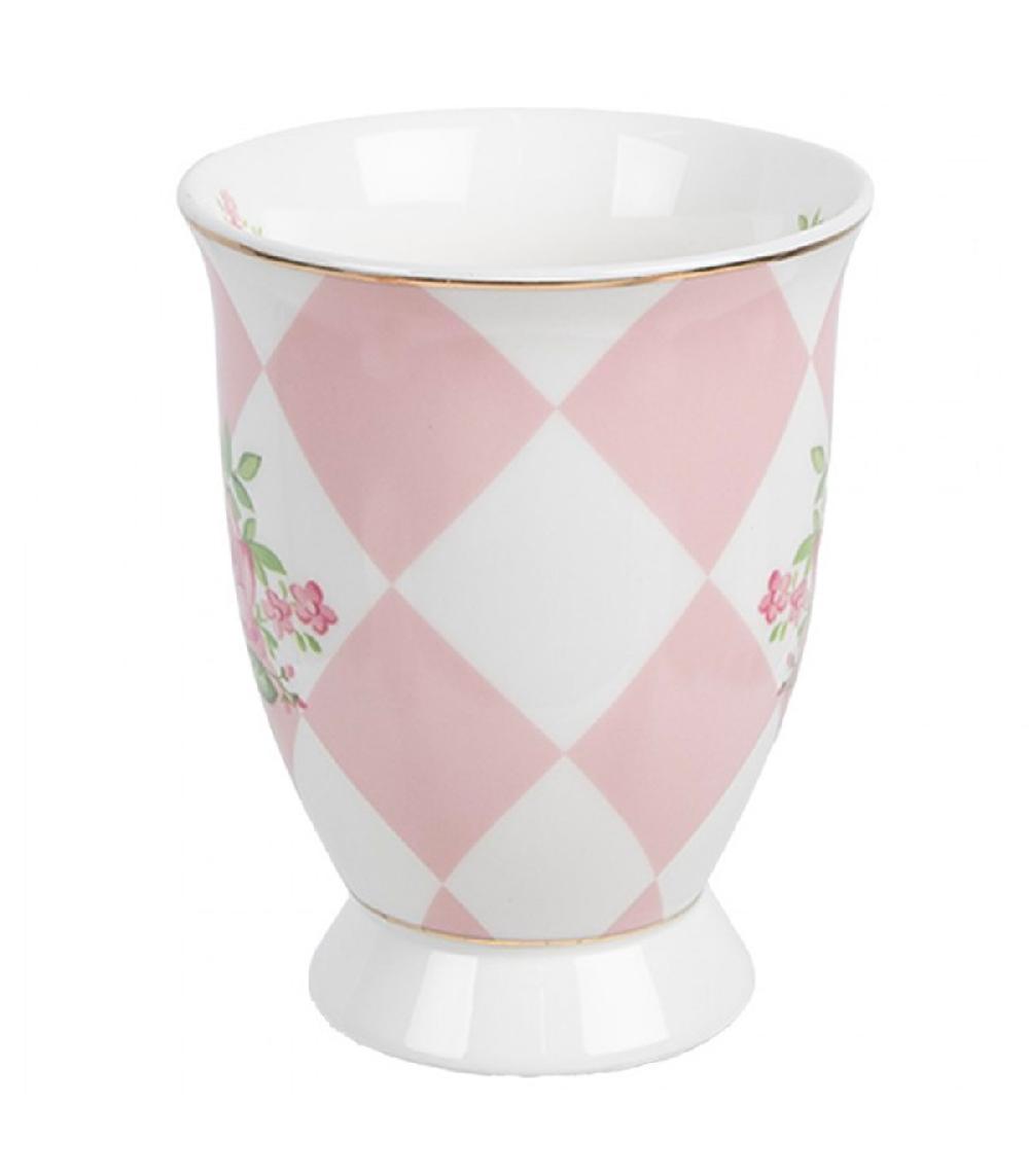 Wadiga Mug En Porcelaine Blanche Motif Fleuri Roses 12x8x10cm