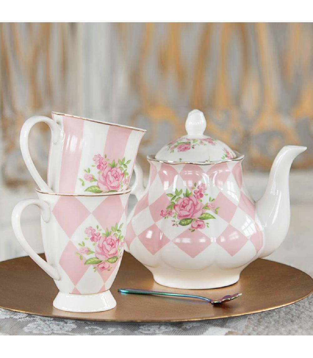 Wadiga Mug En Porcelaine Blanche Motif Fleuri Roses 12x8x10cm
