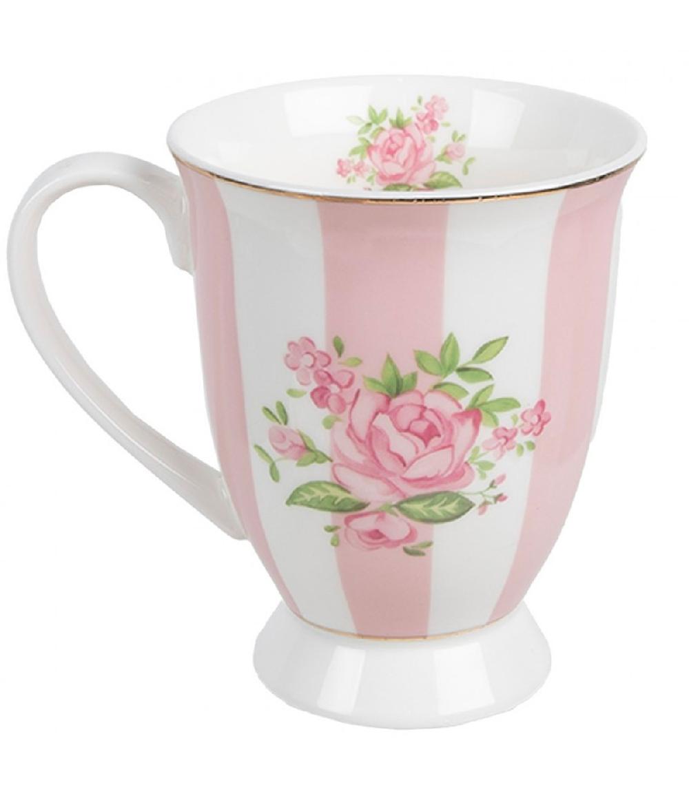 Wadiga Mug En Porcelaine Blanche Motif Fleuri Roses 12x8x10cm