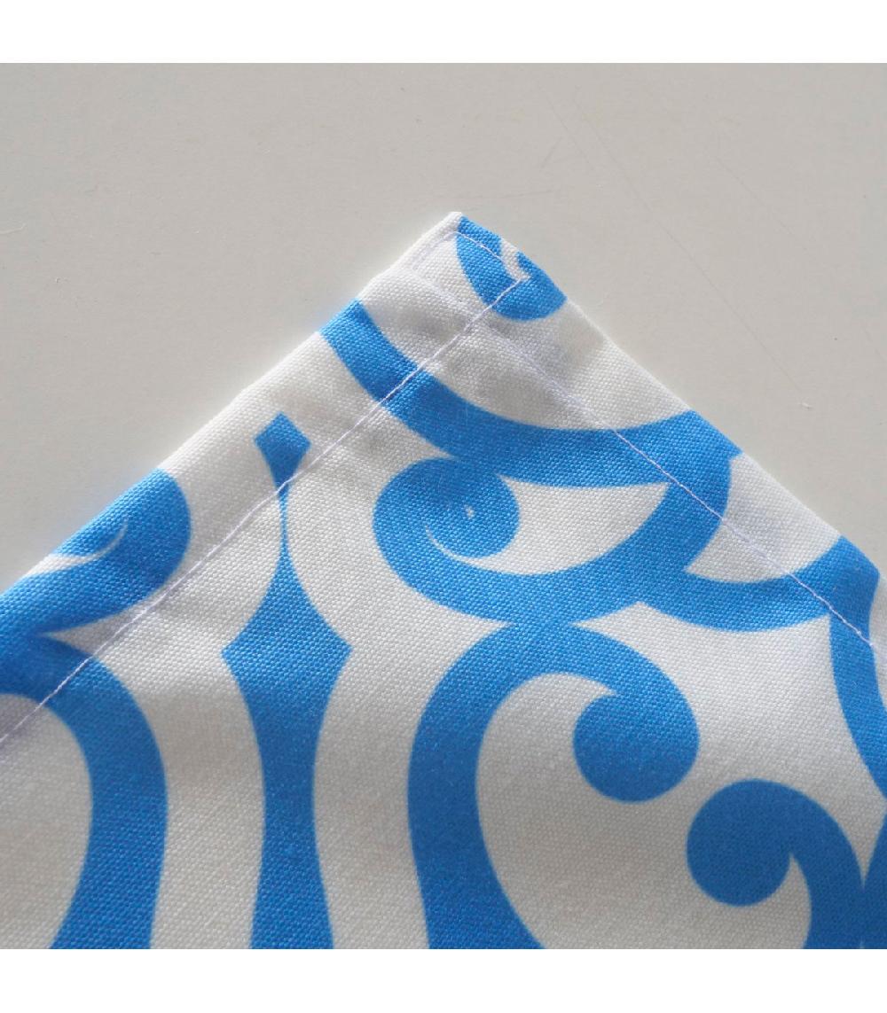 Wadiga Nappe Carrée Polyester Bleue Et Jaune Citrons 91x91cm