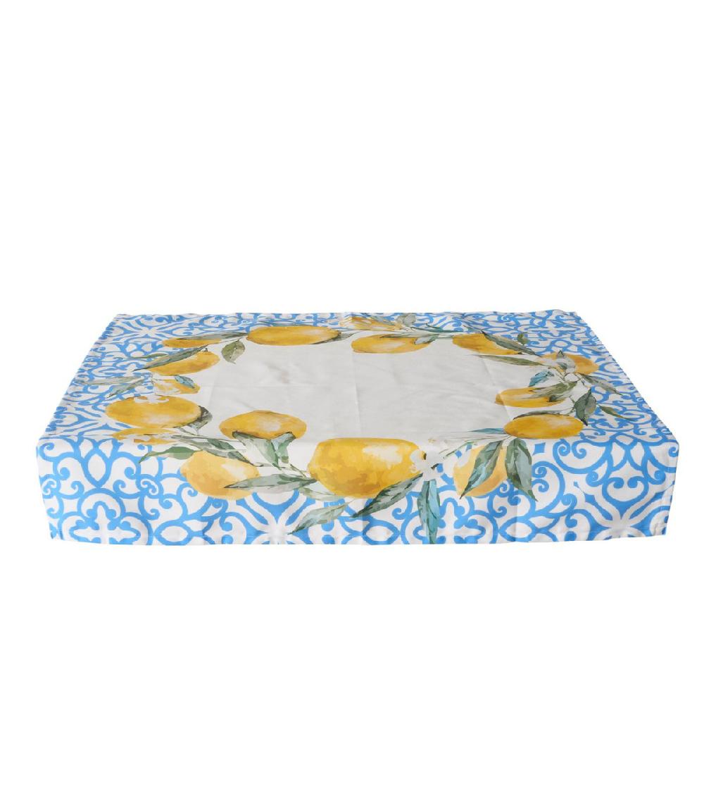 wadiga Nappe carrée polyester bleue et jaune citrons 91x91cm