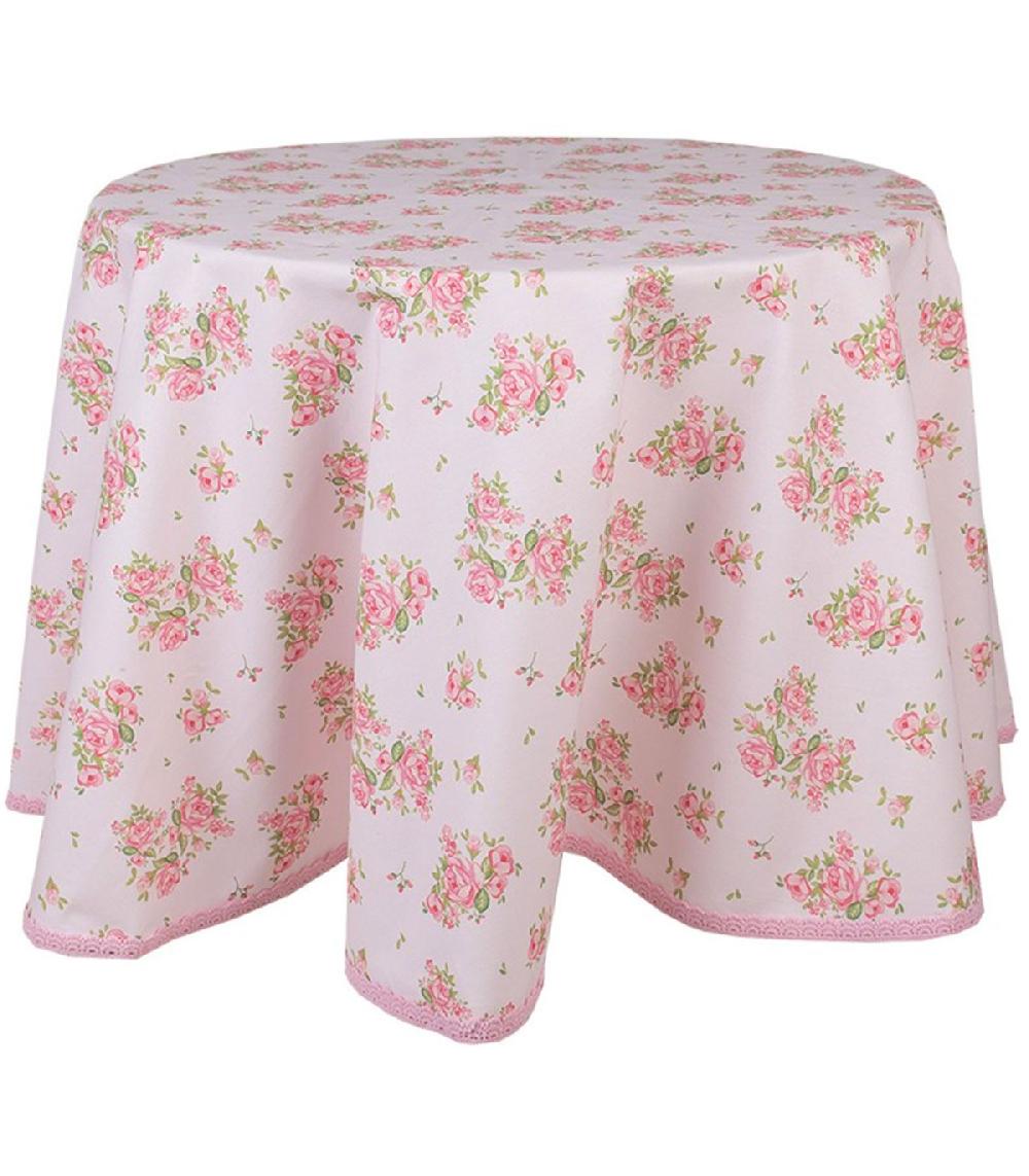 wadiga Nappe ronde 100% coton motif fleuri roses 170cm