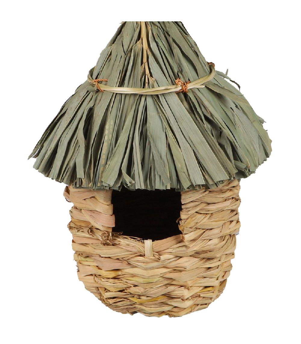 Wadiga Nichoir Pour Oiseaux En Jute Et Paille 12x12x30cm
