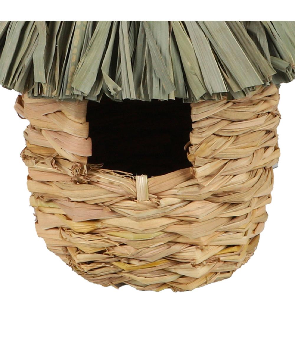 Wadiga Nichoir Pour Oiseaux En Jute Et Paille 12x12x30cm