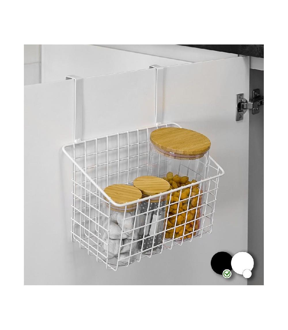 Wadiga Organisateur Cuisine Métal Noir Panier De Porte - 26x17x28cm