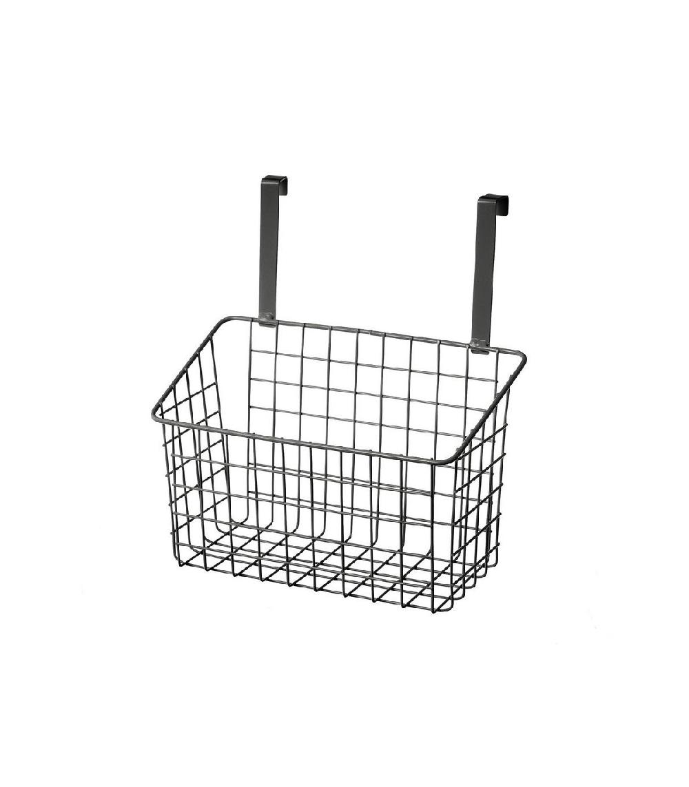 wadiga Organisateur cuisine métal noir panier de porte - 26x17x28cm