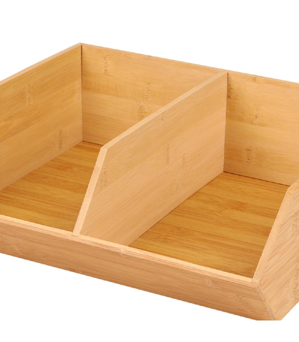 Wadiga Organisateur De Cuisine Double Empilable En Bambou 31x35x12cm
