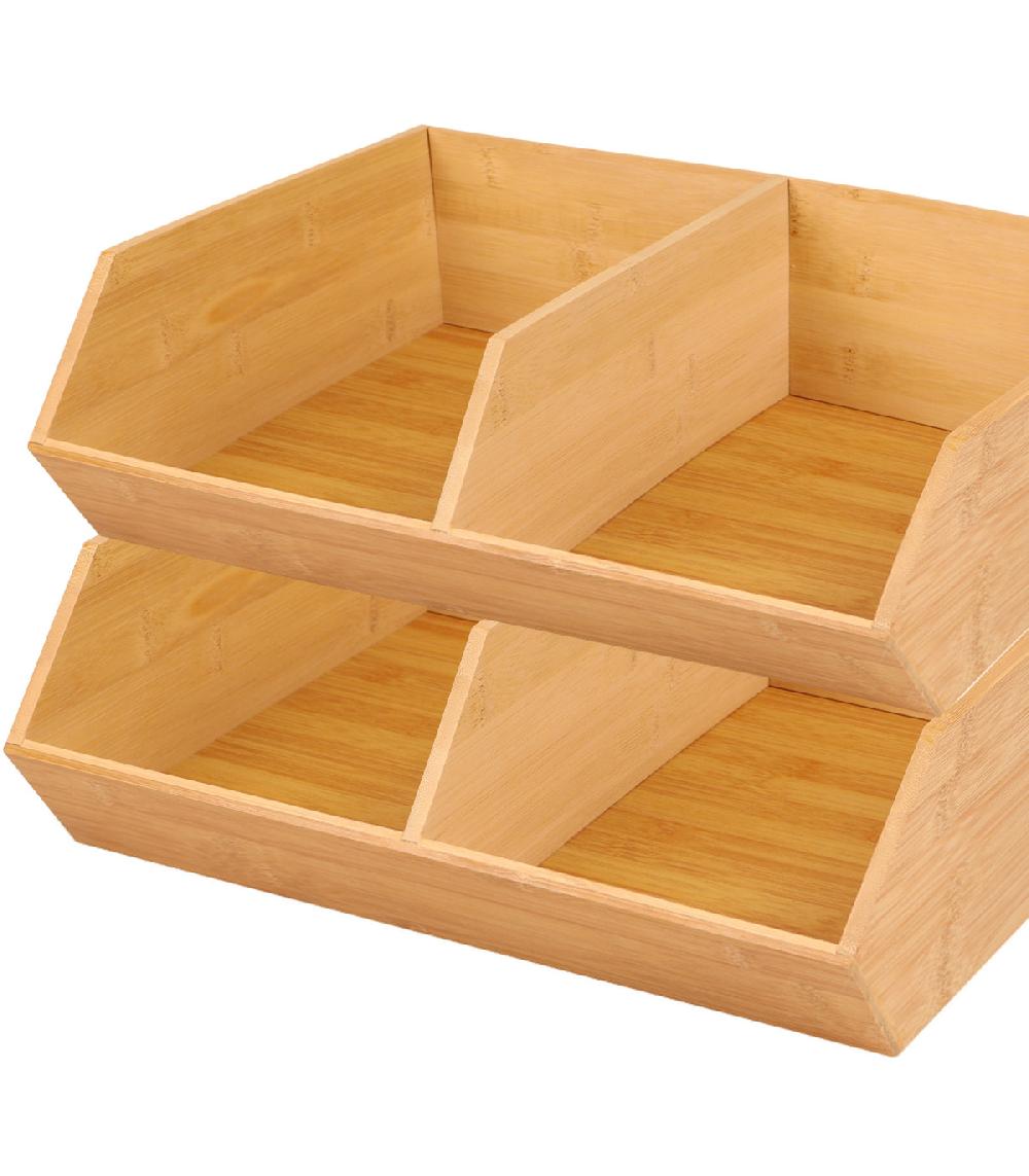 Wadiga Organisateur De Cuisine Double Empilable En Bambou 31x35x12cm