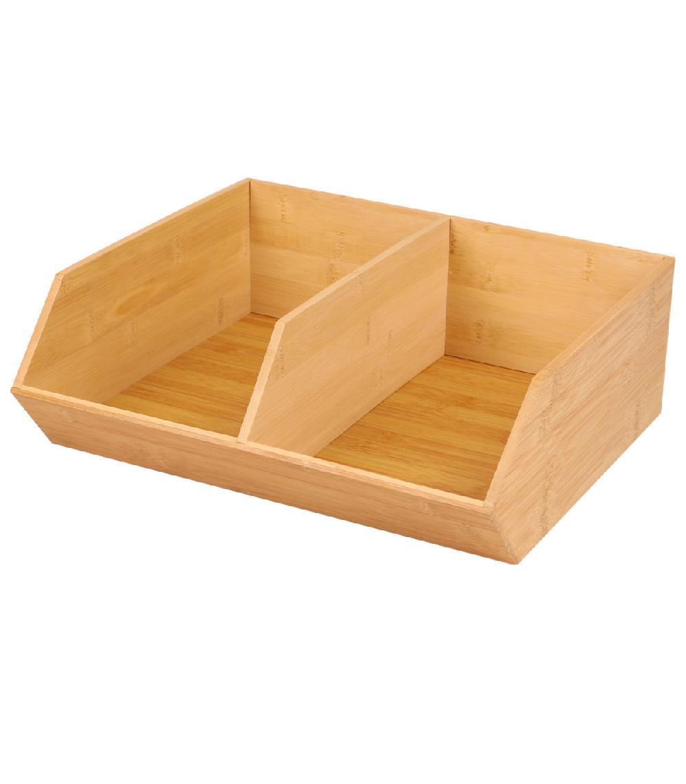 wadiga Organisateur de cuisine double empilable en bambou 31x35x12cm