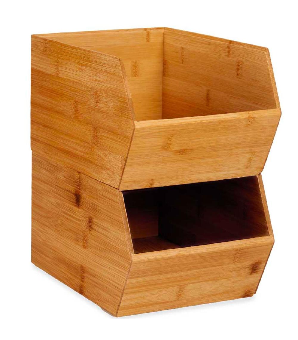 Wadiga Organisateur De Cuisine Empilable En Bambou 25x20x15cm