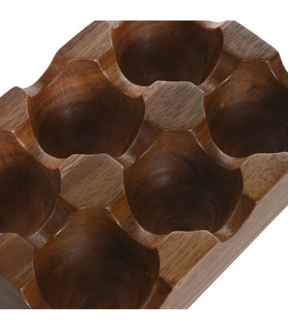 Wadiga Organisateur Pour 6 Oeufs En Bois D'acacia 15x10x4cm