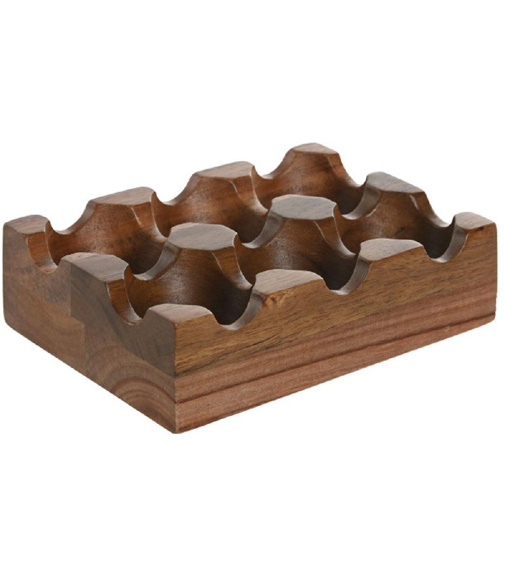 wadiga Organisateur pour 6 oeufs en bois d'acacia 15x10x4cm