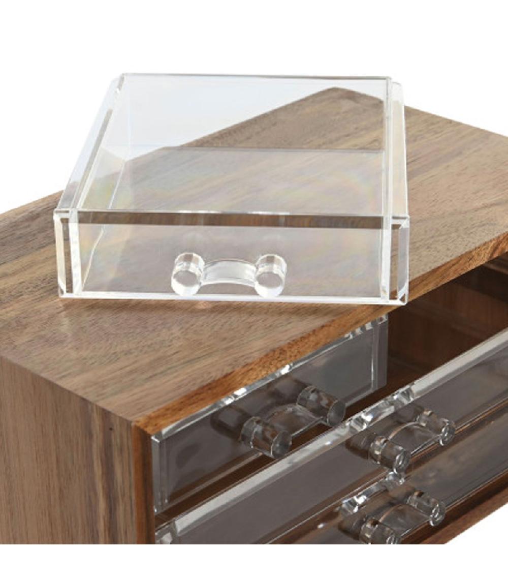 Wadiga Organisateur Rangement Salle De Bain En Acacia 5 Tiroirs 23.5x15.5x12cm