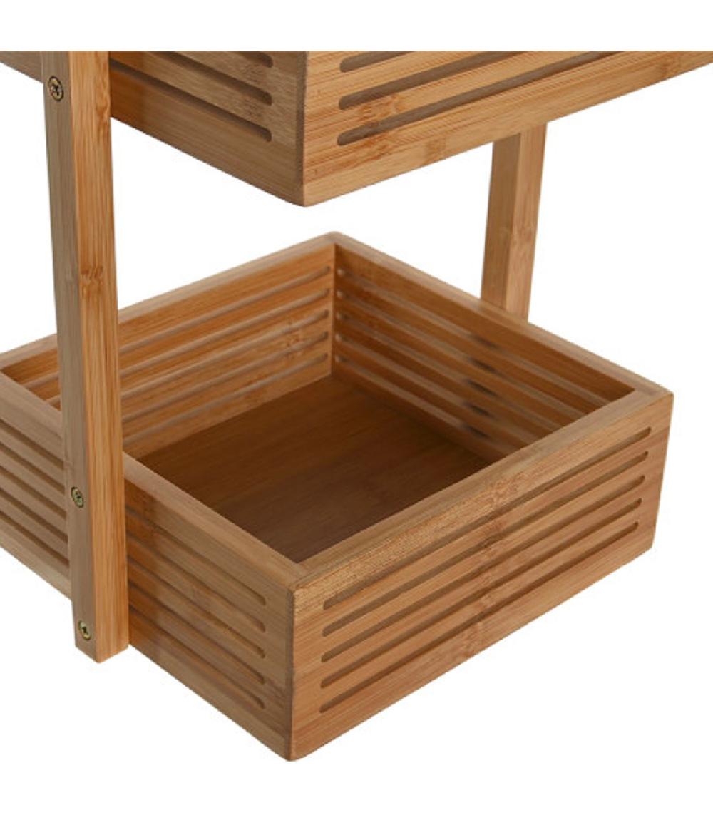 Wadiga Organisateur Salle De Bain Bambou Et Bois 3 étages 23x19x70cm