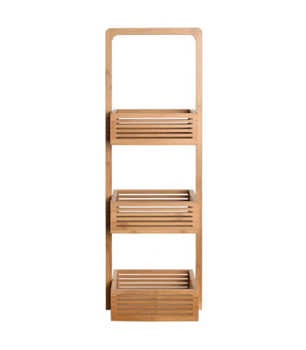 Wadiga Organisateur Salle De Bain Bambou Et Bois 3 étages 23x19x70cm