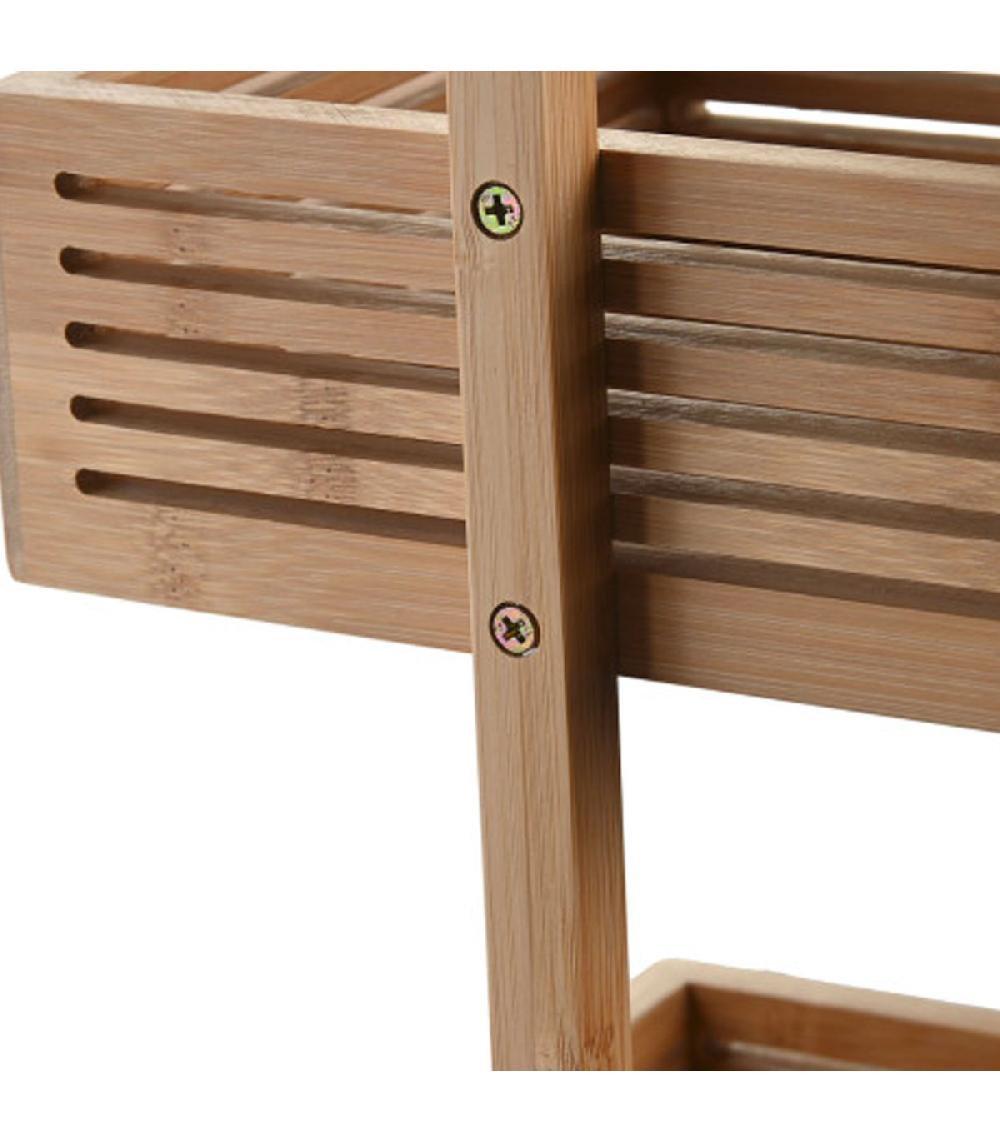 Wadiga Organisateur Salle De Bain Bambou Et Bois 3 étages 23x19x70cm