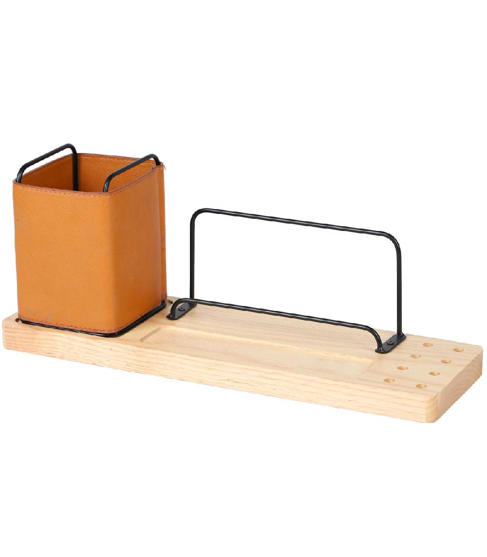 wadiga Organiseur de bureau bois et métal 36x11x13.5cm