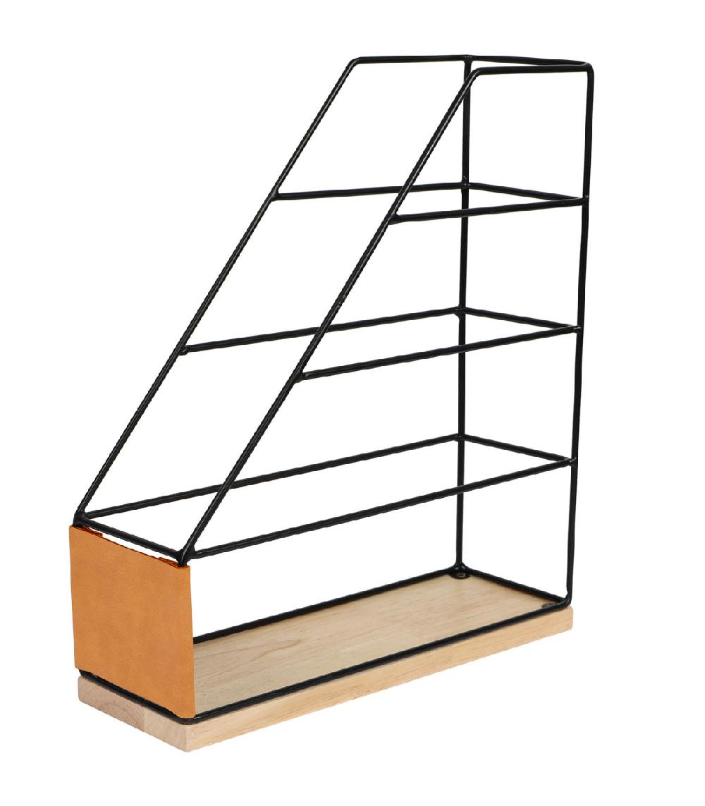 wadiga Organiseur de bureau porte documents bois et métal 25x8.5x29cm