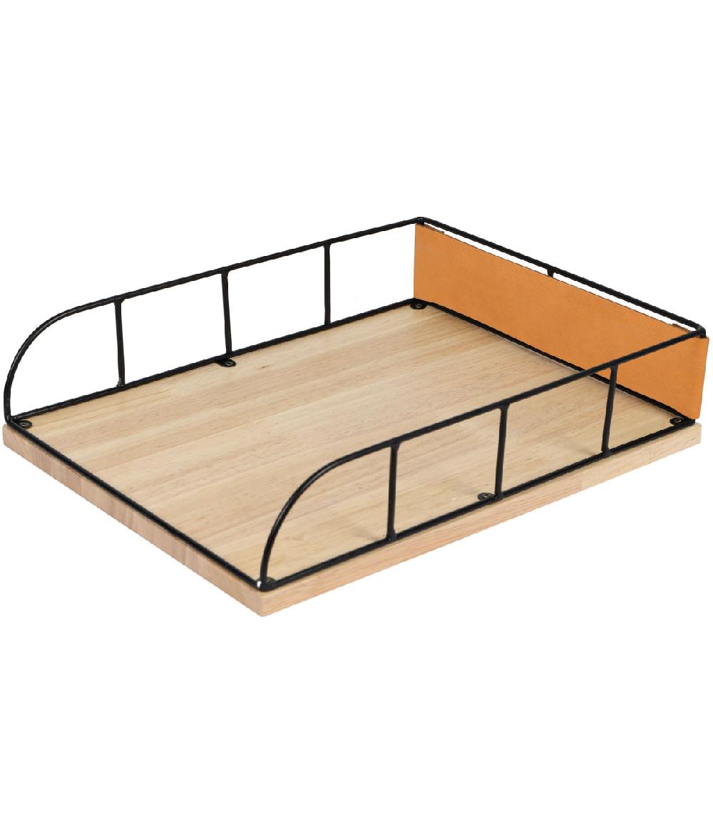 wadiga Organiseur de bureau range documents bois et métal 32x24.5x7cm