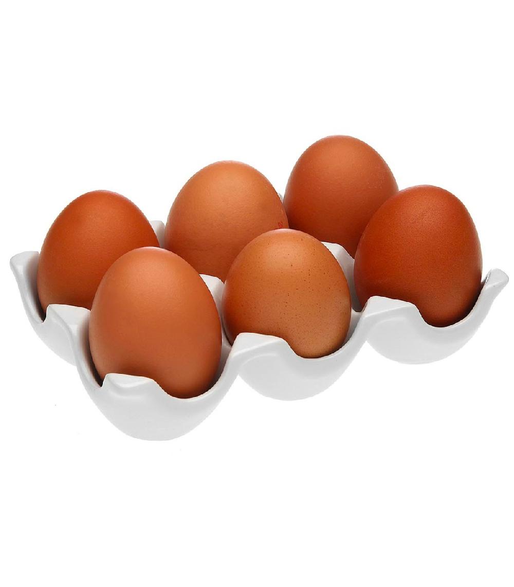 Wadiga Organiseur Pour 6 Oeufs En Porcelaine Blanche 10.5x15.5cm