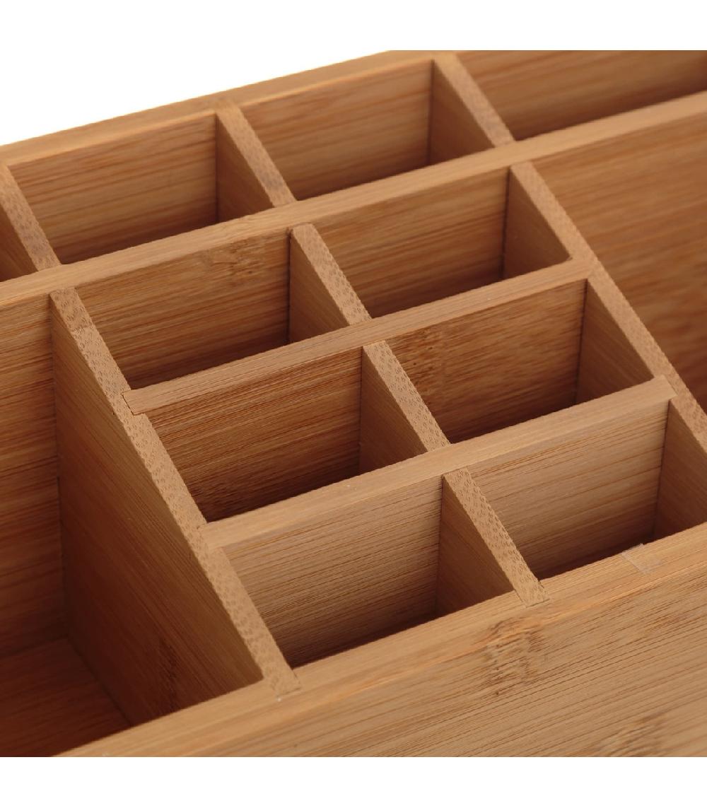 Wadiga Organiseur Rangement Maquillage En Bambou 12 Compartiments