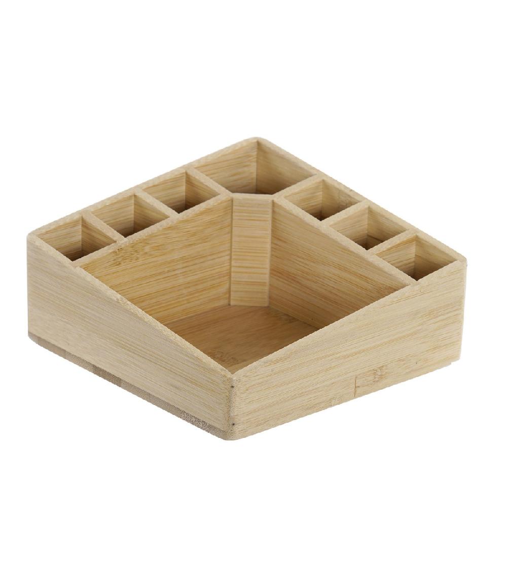 wadiga Organiseur rangement maquillage en bambou - 14x14x7cm