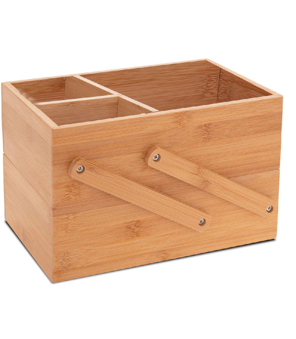 Wadiga Organiseur Rangement Maquillage En Bambou 2 Niveaux