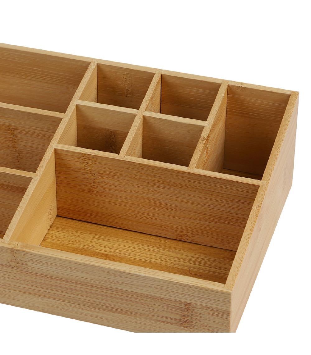 Wadiga Organiseur Rangement Maquillage En Bambou 9 Compartiments