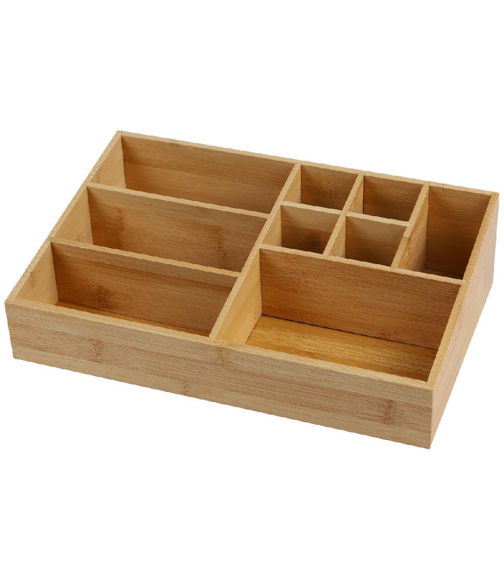 wadiga Organiseur rangement maquillage en bambou 9 compartiments