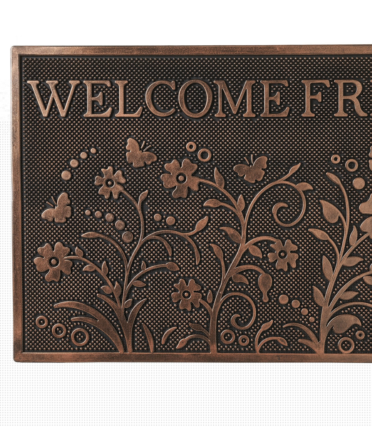 Wadiga Paillasson Caoutchouc Fleurs Welcome Friends 75x45x1.5cm