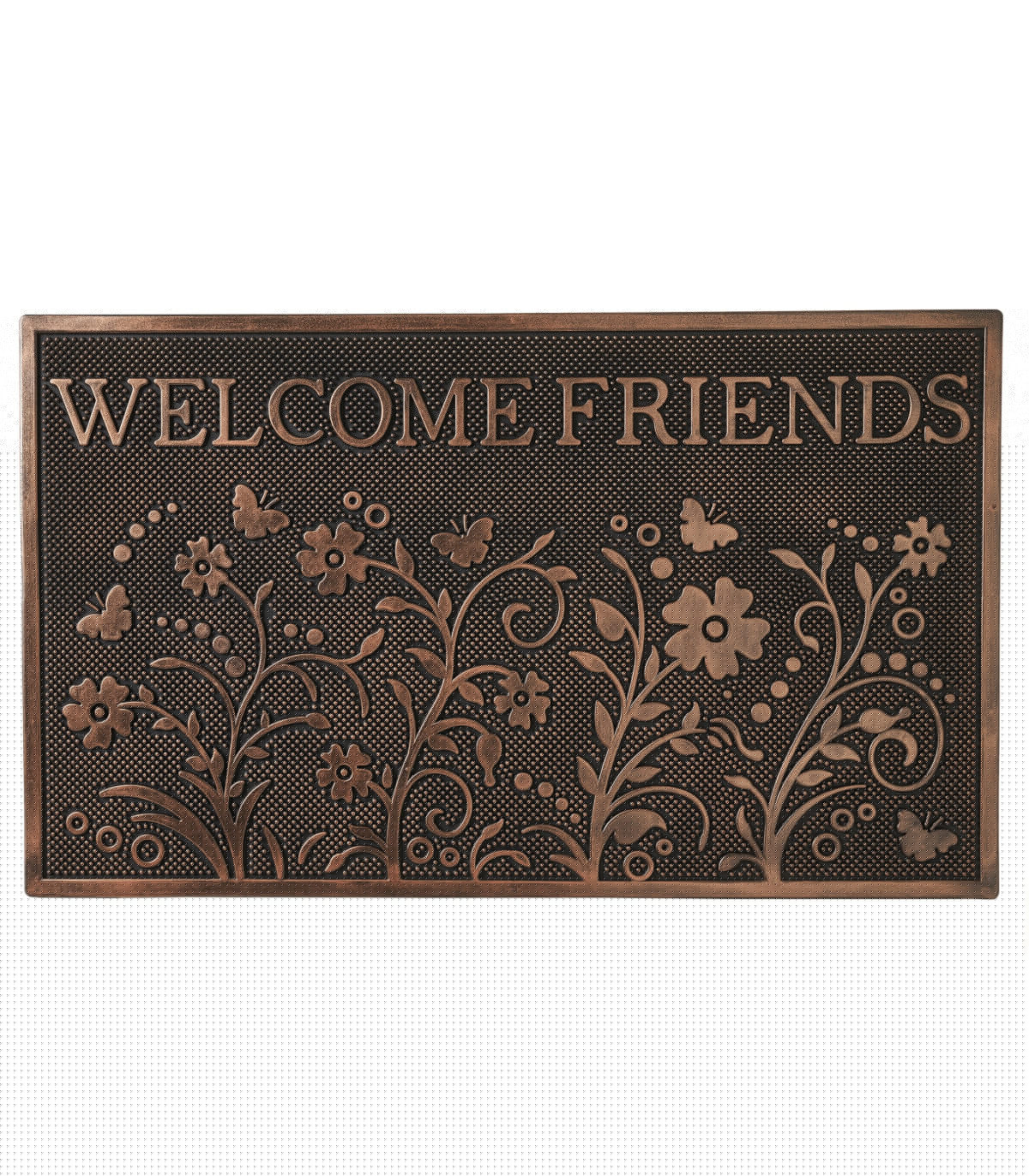 wadiga Paillasson caoutchouc fleurs Welcome friends 75x45x1.5cm