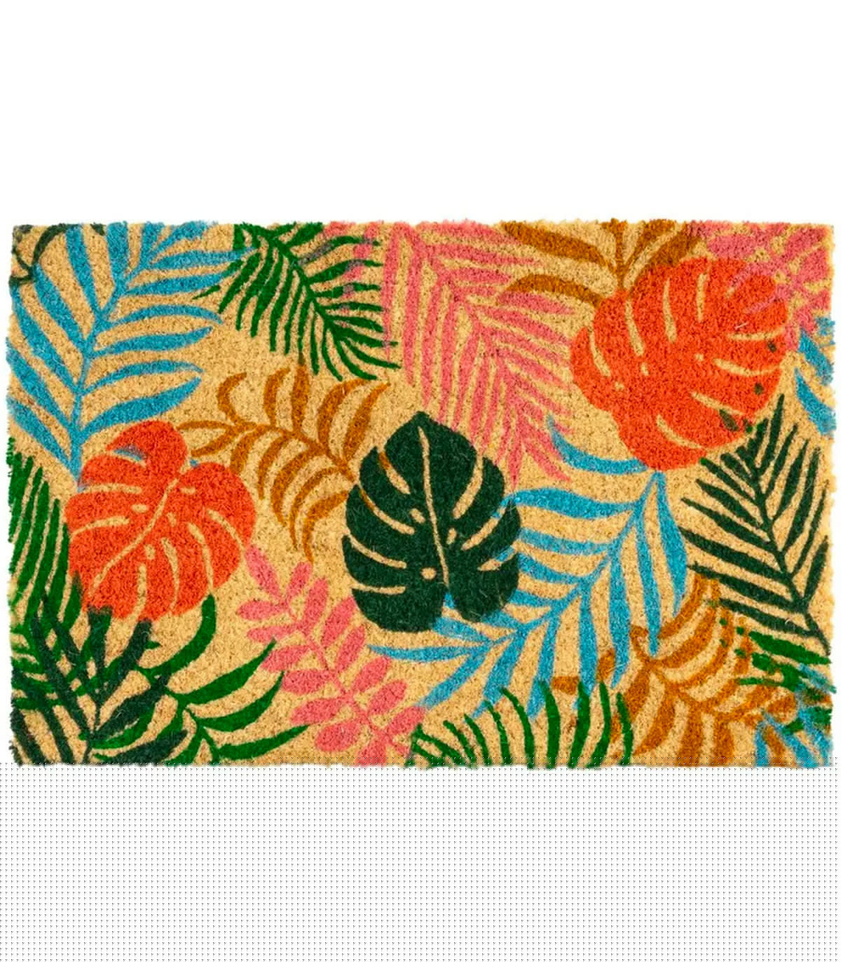 wadiga Paillasson coco feuillage multicolore 60x40x1.5cm