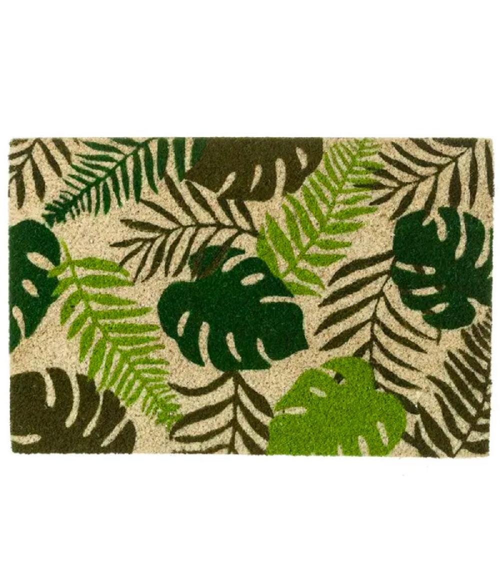 wadiga Paillasson Coco Feuilles Tropicales Vertes - 60x40cm