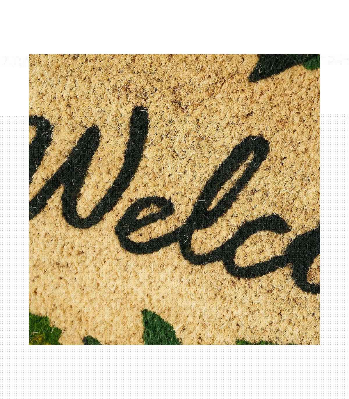 Wadiga Paillasson Coco Feuilles Vertes Welcome - 60x40x1.5cm