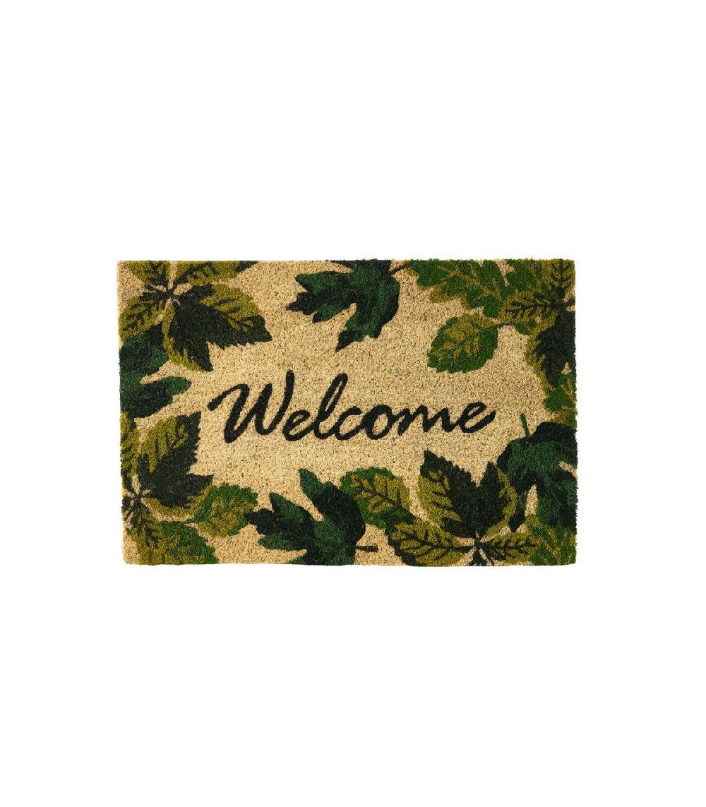 wadiga Paillasson Coco feuilles vertes Welcome - 60x40x1.5cm