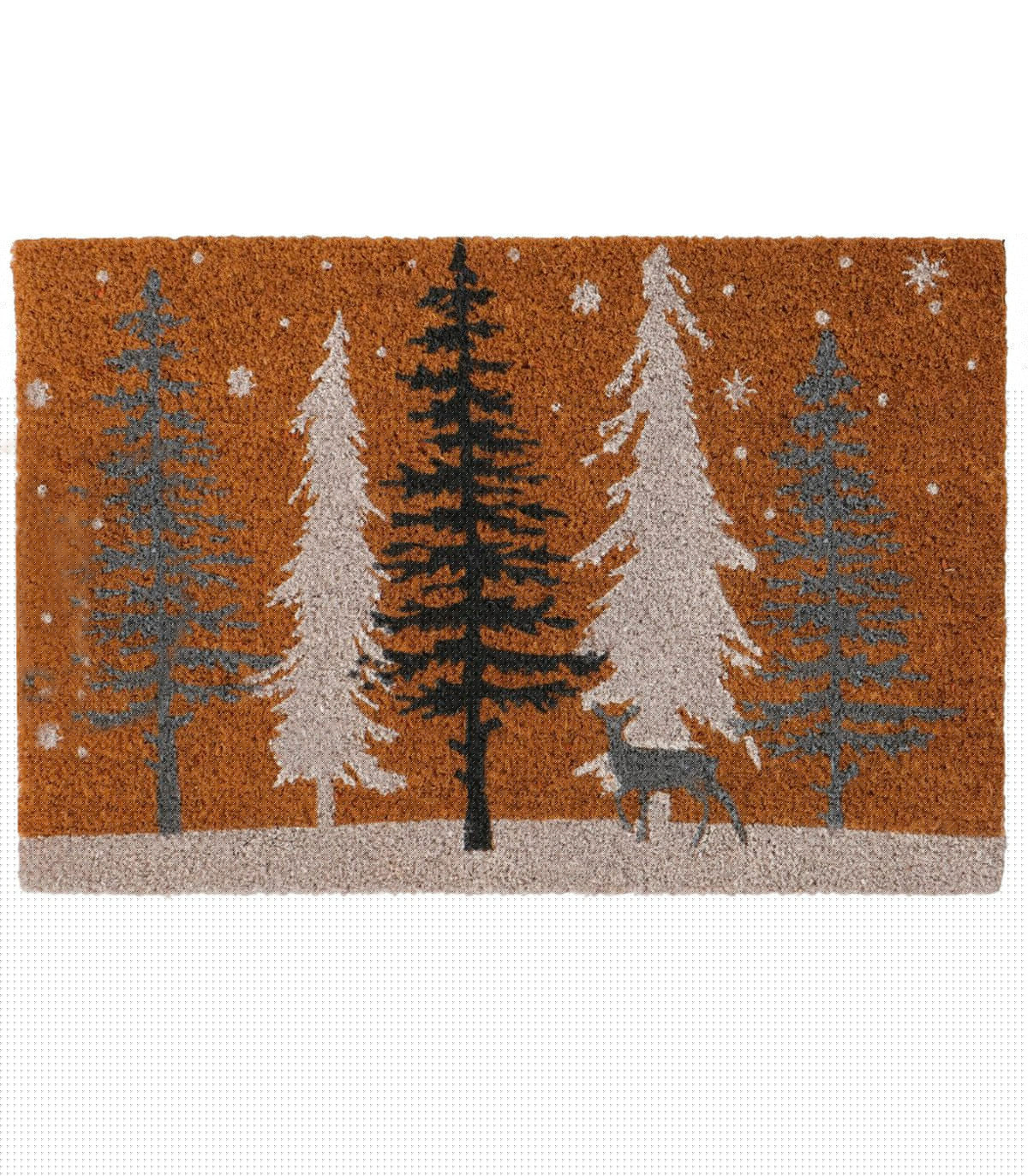wadiga Paillasson coco fleuri sapins enneigés 60x40x1.5cm
