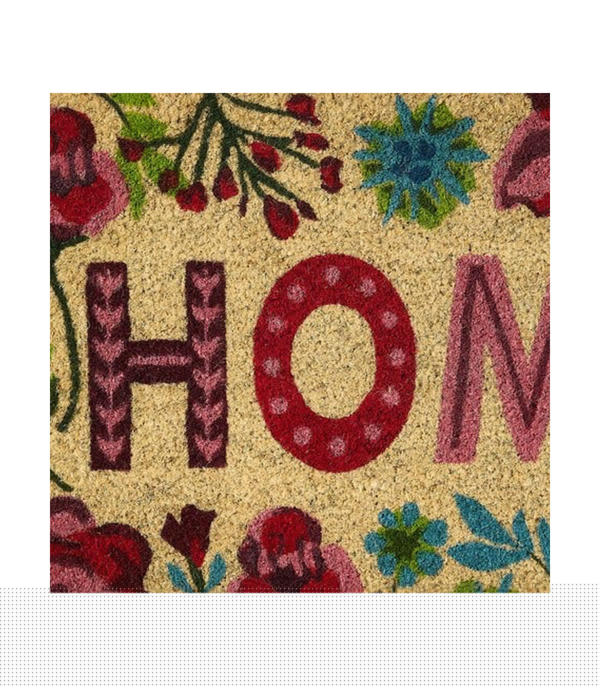 Wadiga Paillasson Coco Fleurs Multicolores Home - 60x40x1.5cm