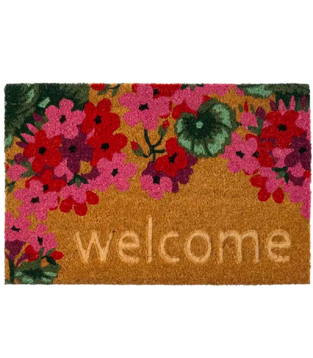 wadiga Paillasson coco géraniums welcome 60x40x1.5cm