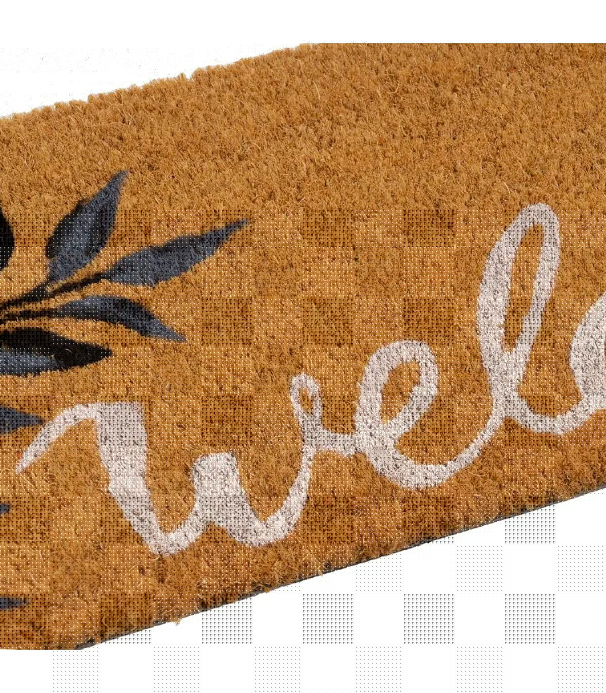 Wadiga Paillasson Coco Long étroit Welcome Feuillage 75x25x1.5cm