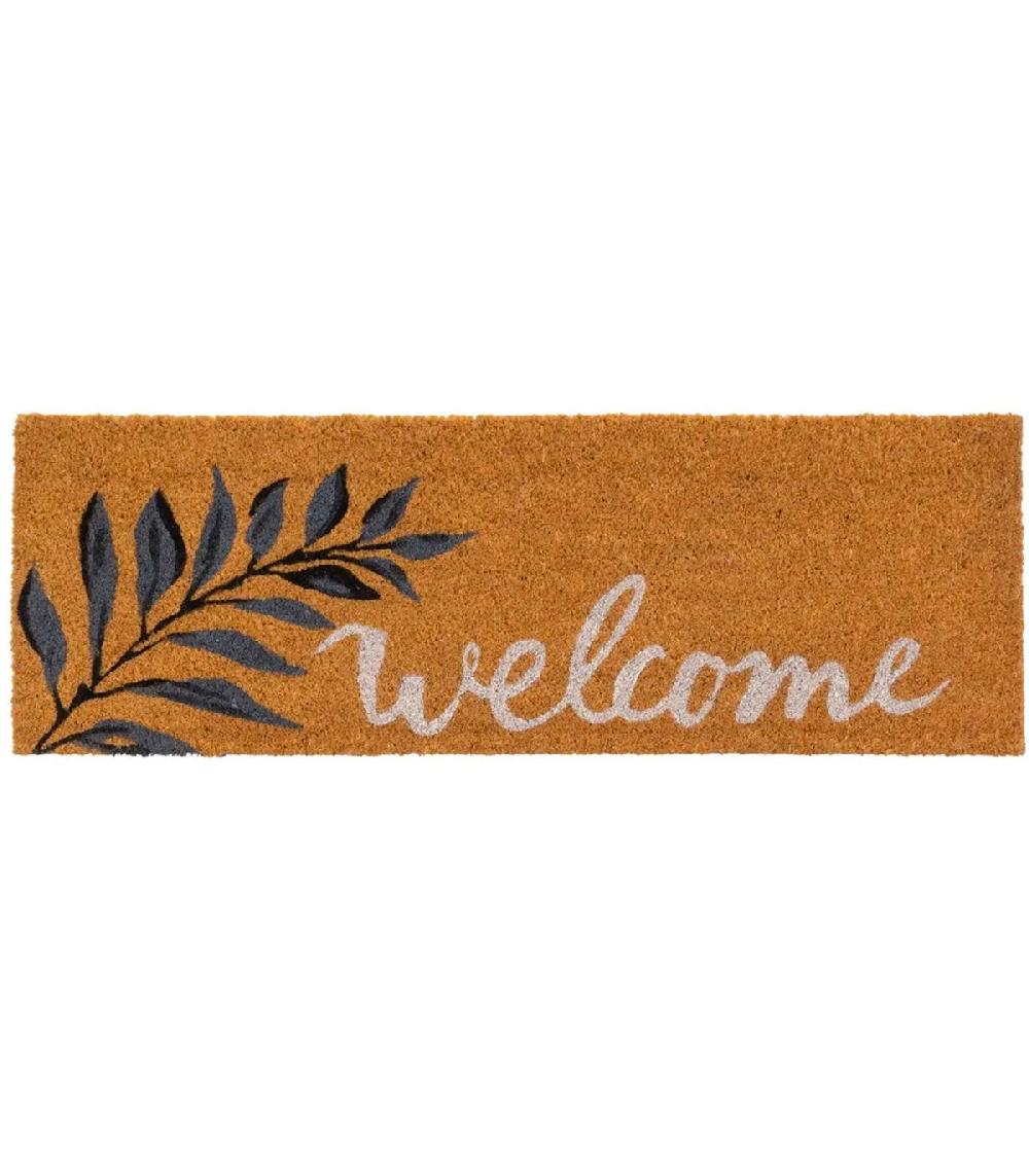 wadiga Paillasson coco long étroit welcome feuillage 75x25x1.5cm