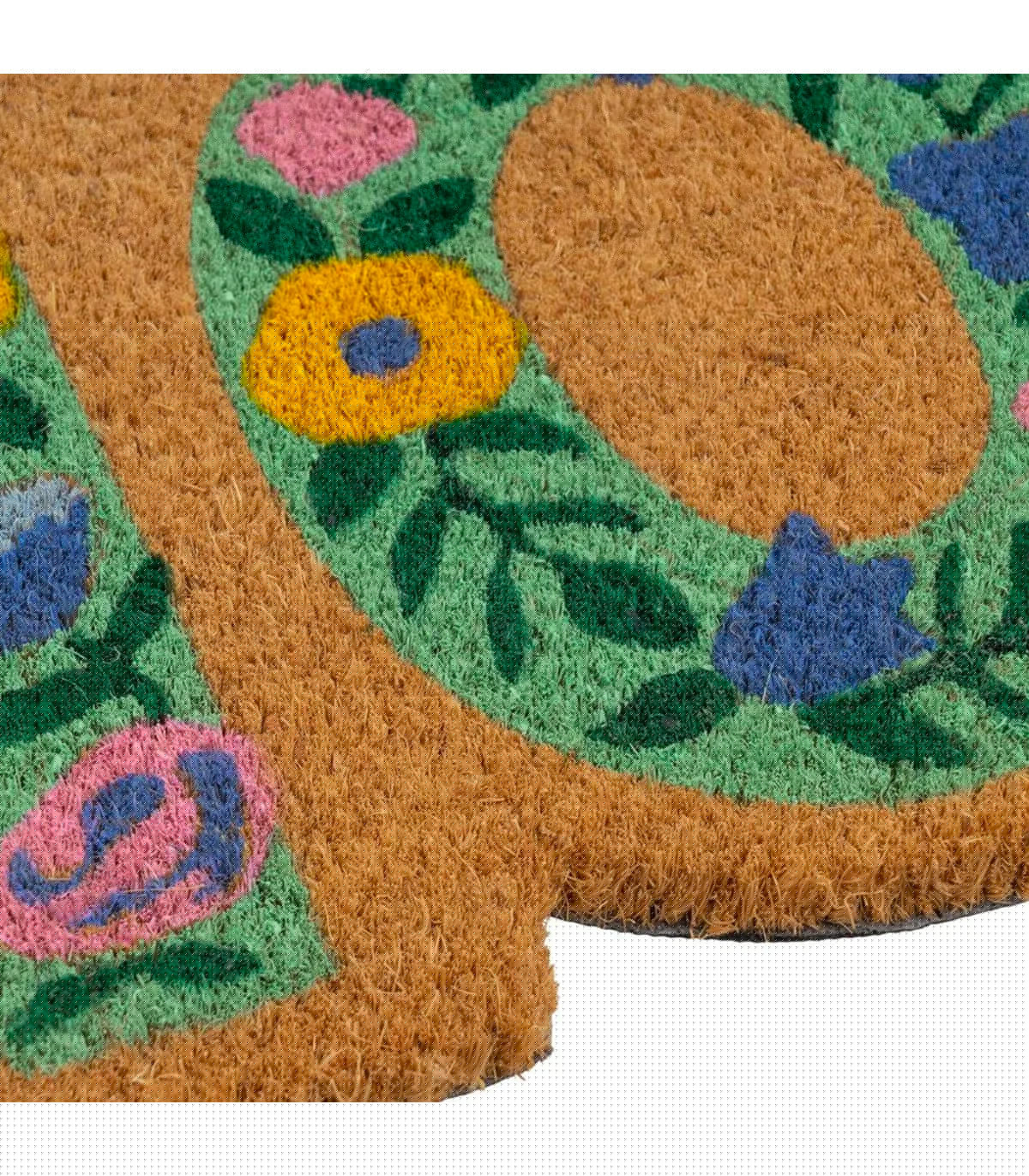 Wadiga Paillasson Coco Long étroit Welcome Fleuri 75x25x1.5cm